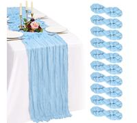 Showgeous 10 Pack Runner da Tavolo in Garza Azzurro 10FT Boho Rustica Garza Trasparente 35 x 120 pollici Decorazioni Romantiche per Tavolo per Matrimonio Festa Baby Shower Compleanno Casa Vacanze