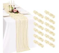 Showgeous 12 confezioni di runner da tavola in garza beige 10FT Runner da tavola in garza boho Decorazioni romantiche e rustiche per tavoli per feste di matrimonio, baby shower e compleanni