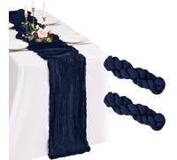 Showgeous 2 confezioni di runner da tavola in garza blu navy 10FT Runner da tavola in garza boho Decorazioni romantiche e rustiche per tavoli per feste di matrimonio, baby shower e compleanni