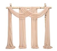 Showgeous 2 pannelli tende in chiffon per arco nuziale 28" x20ft tessuto cammello crema drappeggio arco tende in chiffon trasparente decorazioni in tela per soffitto