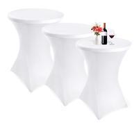 Showgeous 3 confezioni 80x110cm Tovaglia da cocktail elasticizzata in spandex con angoli quadrati, tovaglia da cocktail copritavolo per feste di matrimonio da bar (Bianco)