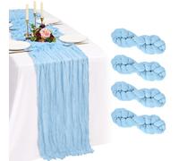 Showgeous 4 Pack Runner da Tavolo in Garza Azzurro 10FT Boho Rustica Garza Trasparente 35 x 120 pollici Decorazioni Romantiche per Tavolo per Matrimonio Festa Baby Shower Compleanno Casa Vacanze