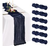 Showgeous 6 confezioni di runner da tavola in garza blu navy 10FT Runner da tavola in garza boho Decorazioni romantiche e rustiche per tavoli per feste di matrimonio, baby shower e compleanni