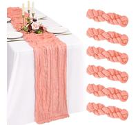 Showgeous 6 confezioni di runner da tavola in garza corallo 10FT Runner da tavola in garza boho Decorazioni romantiche e rustiche per tavoli per feste di matrimonio, baby shower e compleanni