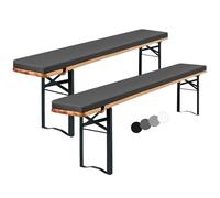 Showgeous Set di 2 Cuscini Imbottiti per Panca da Birra, per Tenda da Birra, Cuscino da Panca 220x25x2cm, Cuscini Imbottiti per Tavolo da Birra e Tenda da Festa (Antracite, Idrorepellente)