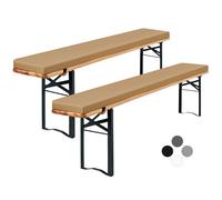 Showgeous Set di 2 Cuscini Imbottiti per Panca da Birra, per Tenda da Birra, Cuscino da Panca 220x25x3 cm, Lavabili, Cuscini Imbottiti per Tavolo da Birra e Tenda da Festa (Cammello, Idrorepellente)