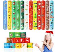 SHOWHEEL 36 pcs Natale Braccialetti Slap,Slap Braccialetti a scatto per bambini,Schiaffo Braccialetti,Gadget per Compleanno Festa ,Slap Band per Ragazze Ragazzi Natale Compleanno Festa (Rosso)