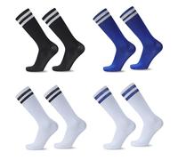 SHOWHEEL 4 Paia Calzettoni Calcio Bambino Unisex,Calzettoni da Calcio Antiscivolo,Calzini da Allenamento Elastici,Fondo Lungo e Spesso,L'allenamento di Calcio, Basket, Corsa, Sport,5-12 Anni