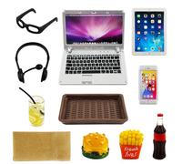 SHOWHEEL11 Pezzi Accessori per l'apprendimento della casa delle Bambole,1:12 Computer portatili, telefoni cellulari e hamburger,Bambola Forniture Scolastiche,Regali di Natale per bambini