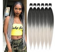 ShowJarlly Pre-Stretched Braid Capelli Meche per Trecce Africana 30 Pollici 6 Pacchetti Yaki Texture Estensioni Capelli Sintetici Soft Easy Braid Professional Hair 1B Silver