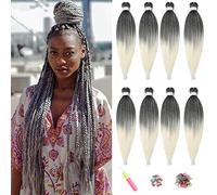 ShowJarlly Pre-Stretched Braiding Hair 8 Confezioni Extension Per Treccine Africane Capelli Morbido Easy Braid 26 Pollici Yaki Texture Capelli Intrecci Professionali per Capelli T1B/613#