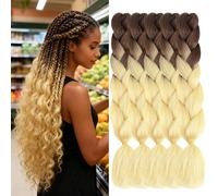 ShowJarlly Treccia Capelli,5 Pezzi Ombre Treccia Jumbo Capelli, Meches Trecce Africane,24 Pollice 500g Kanekalon Treccia Capelli Sintetici Treccia, Gancio Twist Treccia Capelli