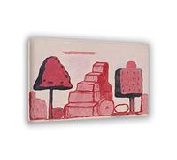 Showkanbay Quadri Famosi Philip Guston Stampa su Tela, 'Box Tree, Roma' Riproduzione Poster, Immagini di Paesaggio Urbano, per la Decorazione Domestica 80x128cm(31.5x50.4in) Senza Cornice