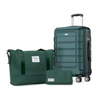 SHOWKOO Valigia Media Rigida 67cm Trolley Bagaglio a Mano Ultra Leggero ABS+PC Espandibile Durevole Set Valige Trolley da Viaggio Chiusura TSA con Borsa da Toilette e Borsa da Viaggio, Verde