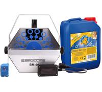 Showlite BM-60 Set Bolle di Sapone con Liquido (macchina compatta per bolle con telecomando wireless e liquido per bolle da 2,5 litri a base d'acqua)