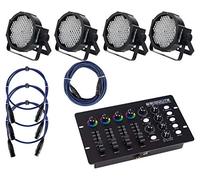 Showlite FLP-144 Fari 4 x Set in MX Controller & Cavi, Consumo: 15 Watt