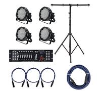 Showlite FLP-144 Fari SET incl. DMX Controller Master Pro USB, Trave Luci e Cavi (LED-Spots, tecnologia luci, set completo, statore, cavo DMX, 1m, 3m)