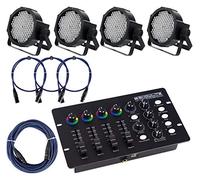 Showlite FLP-144W Fari SET incl. DMX Controller e Cavi (LED-Spots, tecnologia luci, set completo, DMX Operator, cavi DMX, 1m, 3m)