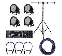 Showlite FLP-144W Faro 4 x SET incl. DMX Controller Master Pro USB + supporto + cavi