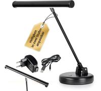 Showlite KW LED Lampada per Pianoforte Nera, Altezza 36 cm, Peso: 980 g | Lampada per pianoforte LED con 15 LED estremamente luminosi, Temperatura colore: 6000 Kelvin (bianco freddo), Colore: Nero
