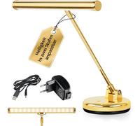 Showlite KW LED Lampada per Pianoforte Oro Lucido, Altezza 36 cm | Lampada per pianoforte LED con 15 LED estremamente luminosi, Temperatura colore: 6000 Kelvin (bianco freddo), Peso: 980 g