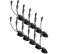Showlite Set da 10 Bright Light 4 LED Lampada per Leggio (2 LED potenti, illuminazione uniforme, uso universale, lunga durata, in atterie) Nero