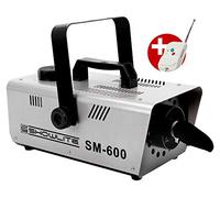 Showlite SM-600 Macchina della Neve 600W con telecomando radio (30 m³/min emissione neve, nessun tempo di riscaldamento, capacità serbatoio: 1 litro, incl. staffa di sospensione) argento