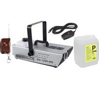 Showlite SN-1200 Set Macchina del Fumo (1200 Watt, 350m³ emissione fumo/min, 7 Min. tempo di riscaldamento, telecomando cablato e wireless, 5 L liquido per fumo)