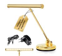 Showlite WW LED Lampada per Pianoforte Oro Lucido, Altezza 36 cm | Lampada LED per pianoforte con 15 LED estremamente luminosi, Temperatura colore: 3000 Kelvin (warm white), Base antiscivolo