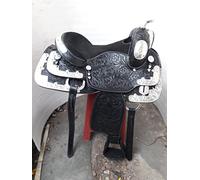 SHOWMEN CRAFT Sella western completamente decorativa argento spettacolo vestito con testiera e richiamo seno (43,2 cm)