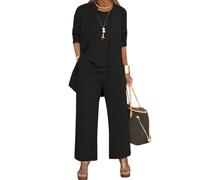 shownicer Completo Donna Elegante Tailleur 3 Pezzi Set Completi di Pantaloni da Cerimonia Set Taglia Grande Abbigliamento per Business e Matrimoni A Nero XXL