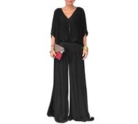 shownicer Completo Donna Elegante Tailleur in Chiffon 2 Pezzi Set Completi di Pantaloni da Cerimonia Taglia Grande Abbigliamento Due Pezzi Set A Nero XXL