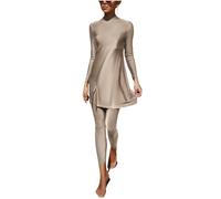 shownicer Costume da Bagno Musulmano Donna Manica Lunga Burkini + Pantaloni da Nuoto Islamico 2 Pezzi Costume da Bagno Copertura Completa Modesto Swimsuit Beachwear A Albicocca M