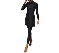 shownicer Costume da Bagno Musulmano Donna Manica Lunga Burkini + Pantaloni da Nuoto Islamico 2 Pezzi Costume da Bagno Copertura Completa Modesto Swimsuit Beachwear B Nero S