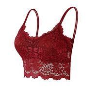 shownicer Donna Reggiseno Morbido Pizzo con Imbottito Senza Ferretto Sportivo Yoga Bra Taglie Forti Comodo Reggiseni A Rosso M