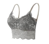 shownicer Donna Reggiseno Morbido Pizzo con Imbottito Senza Ferretto Sportivo Yoga Bra Taglie Forti Comodo Reggiseni A Grigio L