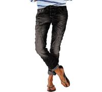 shownicer Jeans Donna Strappati Elasticità Pantaloni con Elastico in Vita Boot Cut Vita Alta Boyfriend Skinny Slim Straight Stretti Coulisse Pantaloni Push Up Denim Pants A Grigio L