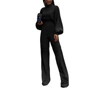 shownicer Jumpsuit da Donna Elegante Tinta Unita Playsuit Tuta Cerimonia Cocktail Overall Monopezzi Tutine Sexy Tute Lunghe a Gamba Larga Pantaloni Lungo A Nero XL