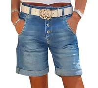 shownicer Pantaloncini Donna Jeans Shorts Vita Alta Pantaloncini in Jean Bermuda Shorts Baggy Casual Estivi Corti Jeans Denim Short con Tasche A Azzurro XL
