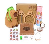 shownicer Peluche Capybara 10 pezzi regalo per ragazze 4 5 6 7 8 9 10+ anni, con animali/pittura fai da te con diamanti/borraccia/penna/taccuino/accessori per capelli / pettine set di giocattoli per