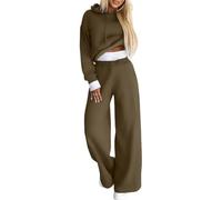 Shownicer Tuta Donna Completo 2 Pezzi Sportiva Manica Lunga - Felpa con Cappuccio e Pantaloni Jogging - Abbigliamento Autunno Inverno - Marrone M