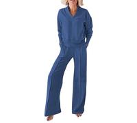 shownicer Tuta Donna Completo Sportivo Tuta 2 Pezzi Sportiva Tuta Manica Lunga Felpa e Pantaloni Jogging Tuta Abbigliamento Sportivo Autunno Inverno A Blu S