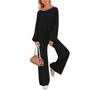 shownicer Tuta Donna Completo Sportivo Tuta 2 Pezzi Sportiva Tute Manica Lunga Pullover e Pantaloni Jogging Tuta Abbigliamento Sportivo Autunno Inverno A Nero M