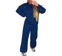 shownicer Tuta Donna Completo Sportivo Tute 2 Pezzi Tuta con Paillettes Manica Lunga Felpa e Pantaloni Jogging Completi Autunno Inverno A1 Blu XL