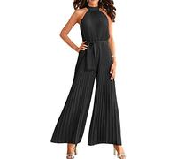 shownicer Tuta Donna Senza Maniche Eleganti da Cerimonia Lunghi Estivi Jumpsuit Ragazza Elegante Cerimonia Paillettes Tutine Estate Lunghe Monopezzi Romper Playsuit Estivo A Nero XXL