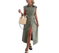 shownicer Vestiti in Jeans Donna Senza Maniche Abito in Denim Casual Sexy Denim Abiti Estivo Moda Midi Vestito in Jean A Verde S