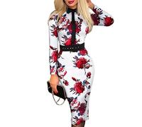 shownicer Vestito Donna Corto Aderente Mini Abito Elegante da Sera Nero con Maniche Lunghe Vestito Cerimonia con Spacco Cocktail Casual