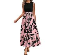 shownicer Vestito Donna Elegante Abito Cerimonia Vestito Lungo Estivi Maniche Corte Vestiti Curvy B Rosa Chiaro M