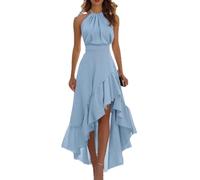 shownicer Vestito Donna Elegante Cerimonia Abiti Lunghi Eleganti Vestiti | Abito Donna Eleganti Lungo Abito a Balze Senza Maniche Abiti Da Cerimonia Vestito Estivo