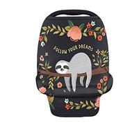 Showudesigns Copertura per seggiolino auto bradipo per bambino Follow Your Dream - Elastico coprisedile auto per ragazze che allattano al seno in mussola leggera